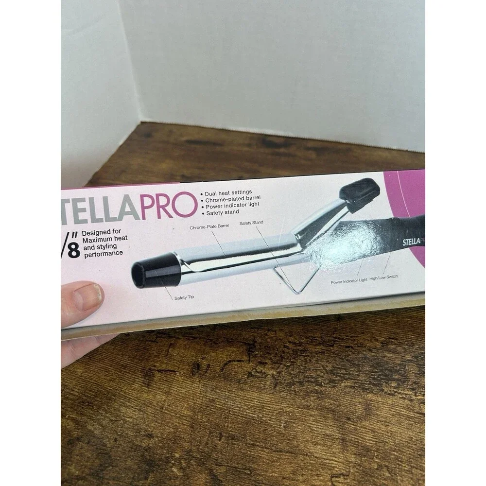 Stella Pro 5/8” Spring Grip Curling Iron Chrome Barrel Open Box Working New